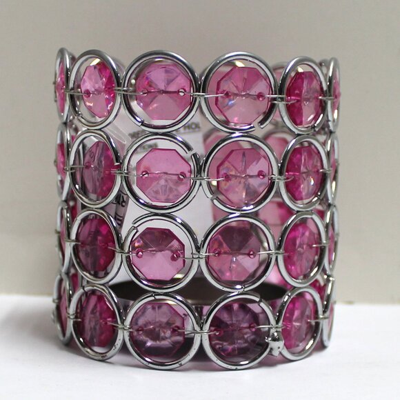 Older Avon Birthstone Colored Votive Holder - October - Pink - 6 Tealights - Picture 7 of 12